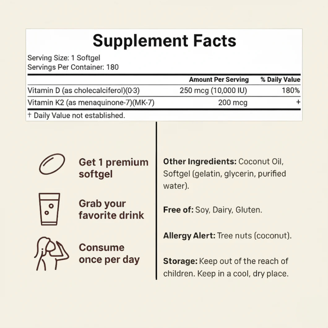 EverWell Vitamin D3+K2 Capsules
