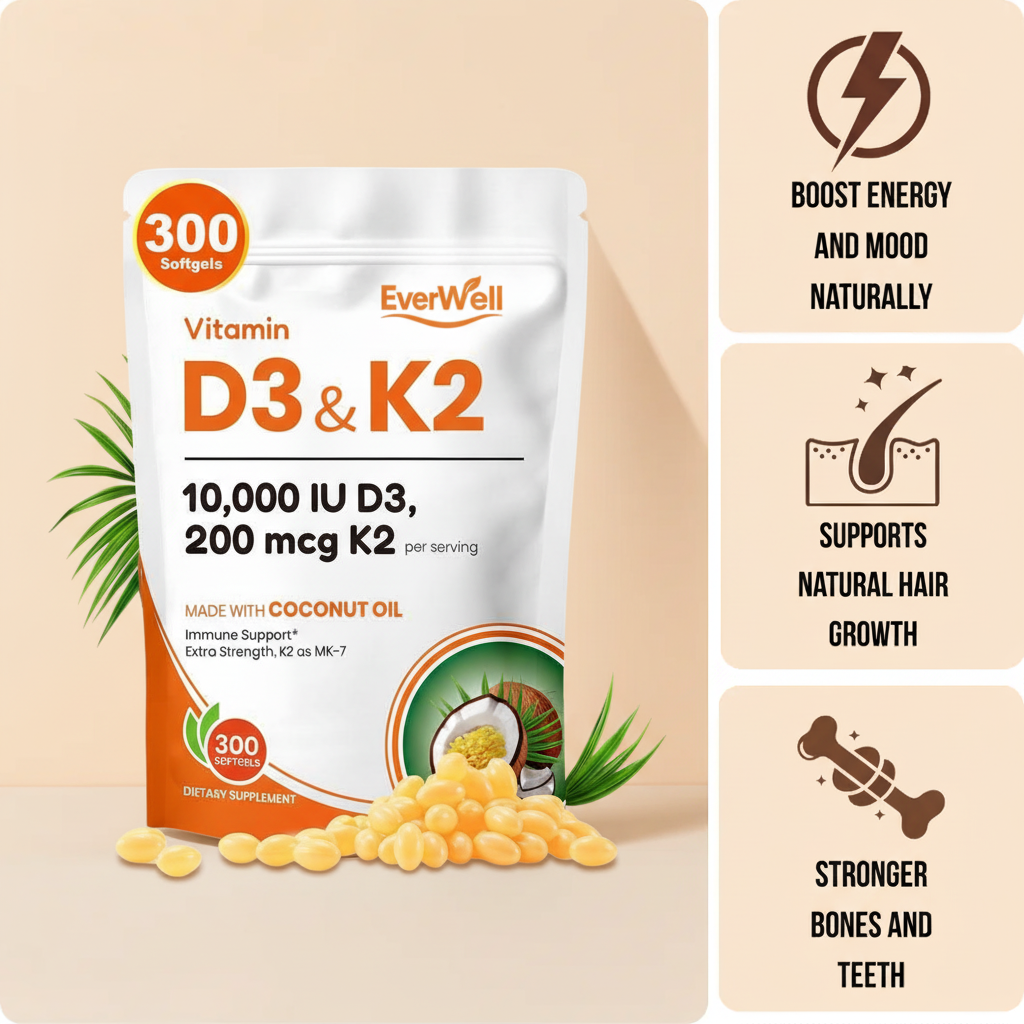 EverWell Vitamin D3+K2 Capsules