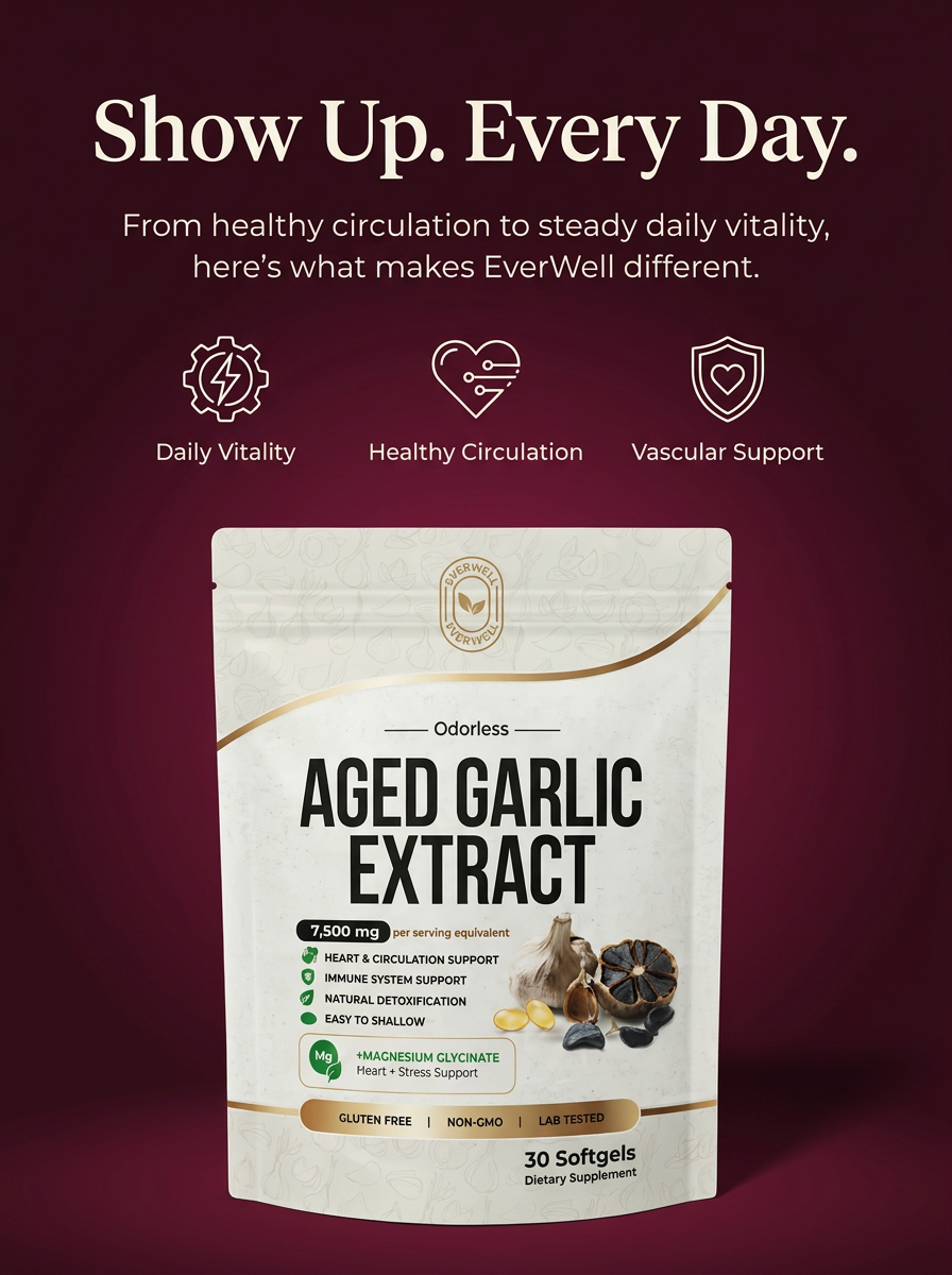 EverWell® Aged Garlic Extract - 7500mg Odorless Softgels | Circulation Support