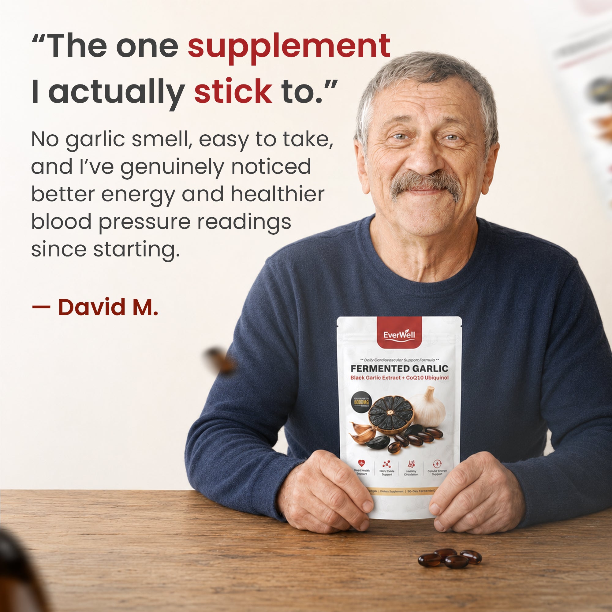 EverWell® Fermented Black Garlic Extract + CoQ10 Ubiquinol - 6000mg Odorless Softgels