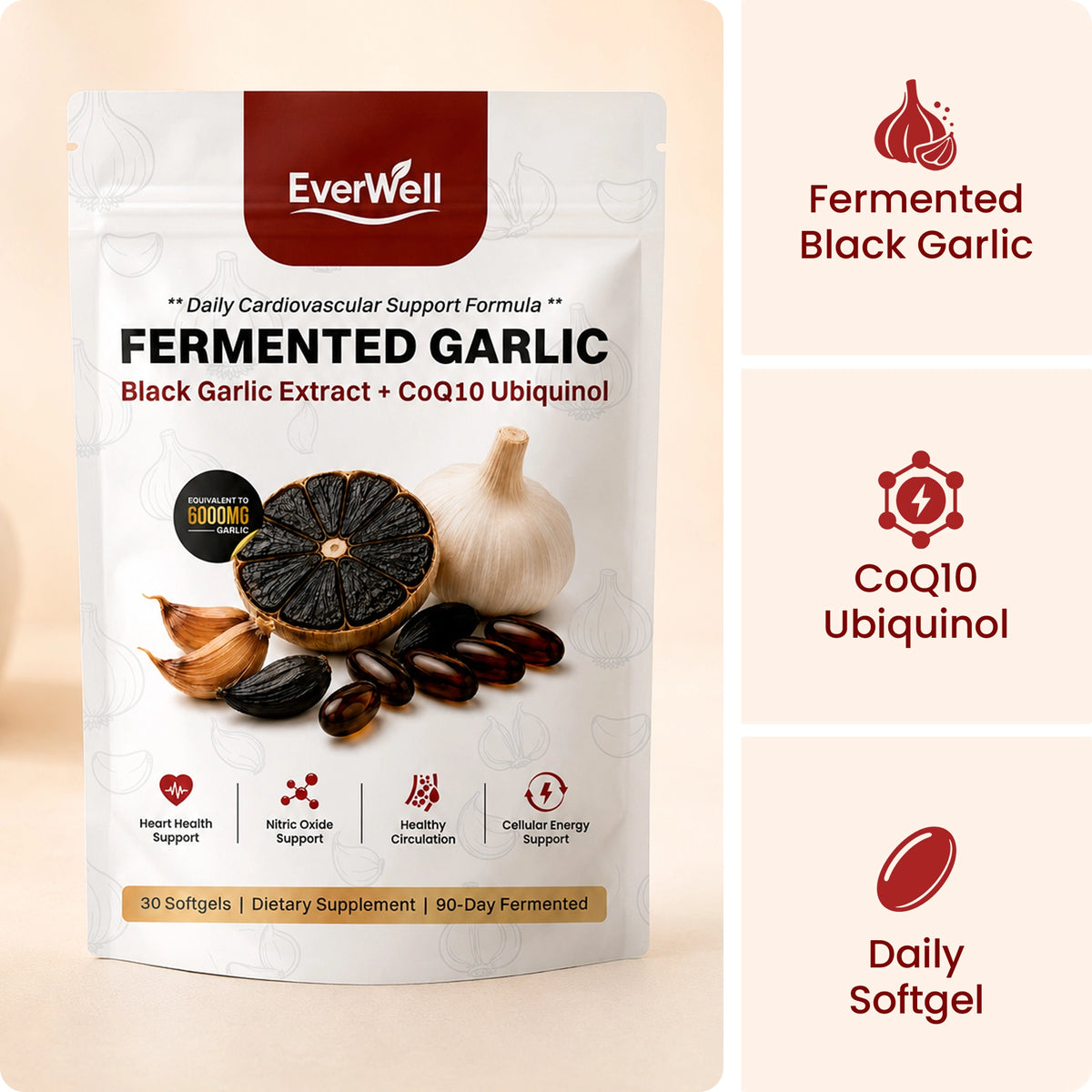 EverWell® Fermented Black Garlic Extract + CoQ10 Ubiquinol