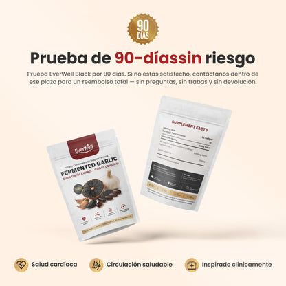 EverWell® Extracto de Ajo Negro Fermentado + CoQ10 Ubiquinol | Cápsulas Blandas Sin Olor de 6000 mg