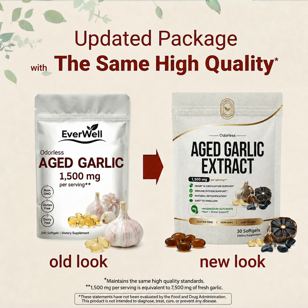 EverWell® Aged Garlic Extract - 7500mg Odorless Softgels (Pack of 30)
