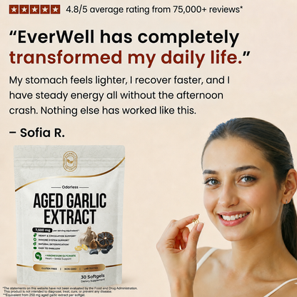 EverWell® Aged Garlic Extract - 7500mg Odorless Softgels (Pack of 30)