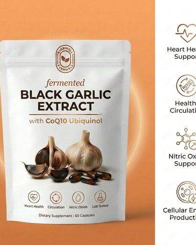 EverWell® Fermented Black Garlic Extract + CoQ10 Ubiquinol - 6000mg Odorless Softgels